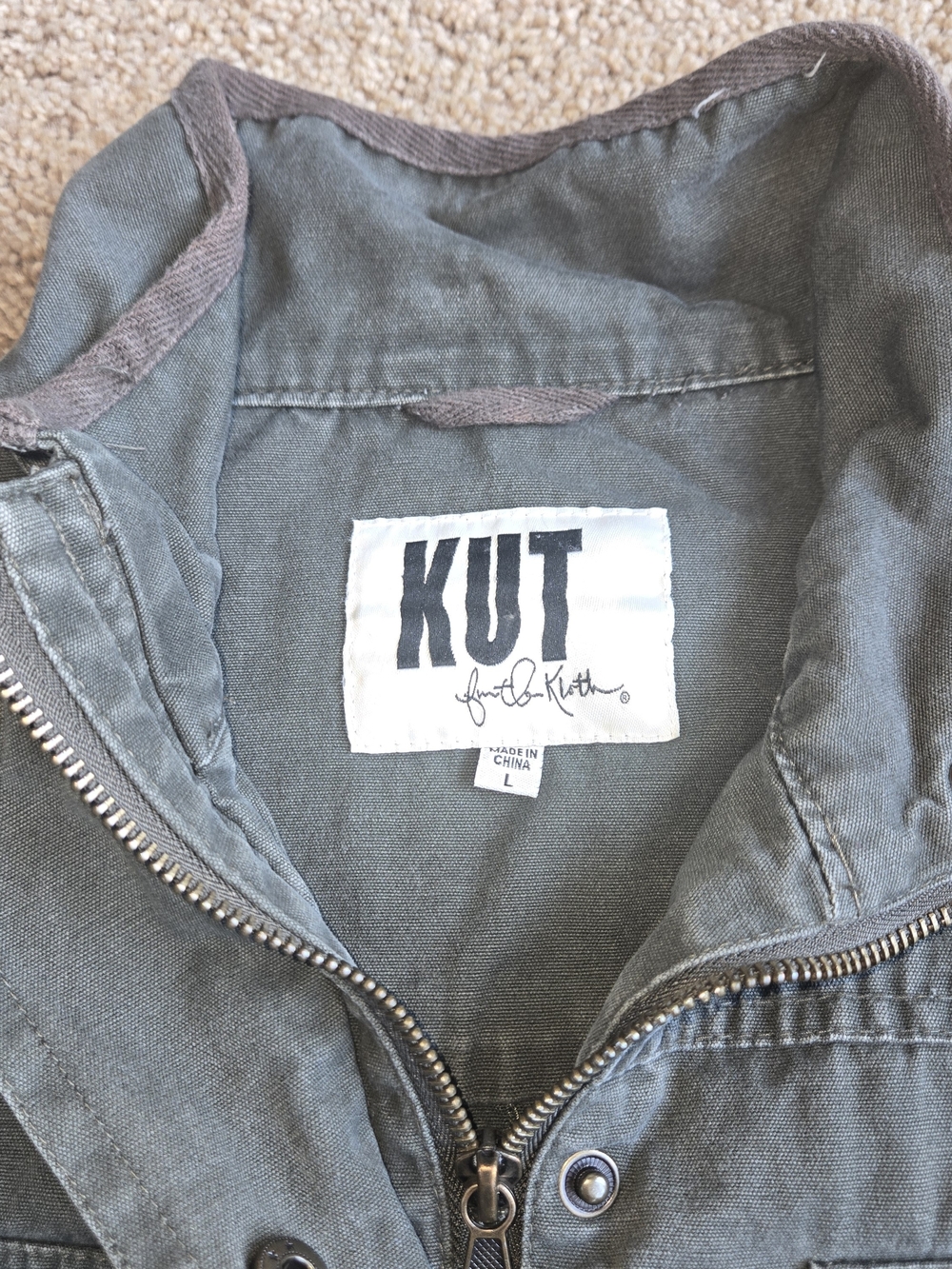 KUT from the Kloth Womens Large Olive Green Military Utility Field Jacket Cotton - Picture 5 of 6